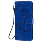 For LG K41S & K51S 3D Butterfly Embossed Pattern Horizontal Flip Leather Case with Holder & Card Slot & Wallet & Lanyard(Blue) - 1