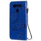 For LG K41S & K51S 3D Butterfly Embossed Pattern Horizontal Flip Leather Case with Holder & Card Slot & Wallet & Lanyard(Blue) - 2