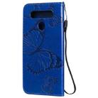 For LG K41S & K51S 3D Butterfly Embossed Pattern Horizontal Flip Leather Case with Holder & Card Slot & Wallet & Lanyard(Blue) - 3