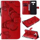 For LG K41S & K51S 3D Butterfly Embossed Pattern Horizontal Flip Leather Case with Holder & Card Slot & Wallet & Lanyard(Red) - 1