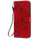 For LG K41S & K51S 3D Butterfly Embossed Pattern Horizontal Flip Leather Case with Holder & Card Slot & Wallet & Lanyard(Red) - 2