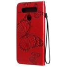 For LG K41S & K51S 3D Butterfly Embossed Pattern Horizontal Flip Leather Case with Holder & Card Slot & Wallet & Lanyard(Red) - 3