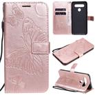 For LG K41S & K51S 3D Butterfly Embossed Pattern Horizontal Flip Leather Case with Holder & Card Slot & Wallet & Lanyard(Rose Gold) - 1