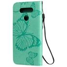 For LG K51 3D Butterfly Embossed Pattern Horizontal Flip Leather Case with Holder & Card Slot & Wallet & Lanyard(Green) - 3