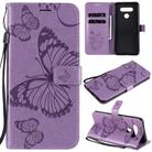 For LG K51 3D Butterfly Embossed Pattern Horizontal Flip Leather Case with Holder & Card Slot & Wallet & Lanyard(Purple) - 1