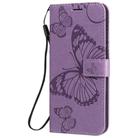 For LG K51 3D Butterfly Embossed Pattern Horizontal Flip Leather Case with Holder & Card Slot & Wallet & Lanyard(Purple) - 2