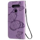 For LG K51 3D Butterfly Embossed Pattern Horizontal Flip Leather Case with Holder & Card Slot & Wallet & Lanyard(Purple) - 3