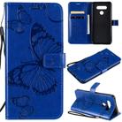 For LG K51 3D Butterfly Embossed Pattern Horizontal Flip Leather Case with Holder & Card Slot & Wallet & Lanyard(Blue) - 1