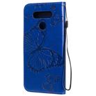 For LG K51 3D Butterfly Embossed Pattern Horizontal Flip Leather Case with Holder & Card Slot & Wallet & Lanyard(Blue) - 3