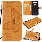 For LG K51 3D Butterfly Embossed Pattern Horizontal Flip Leather Case with Holder & Card Slot & Wallet & Lanyard(Yellow) - 1