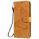 For LG K51 3D Butterfly Embossed Pattern Horizontal Flip Leather Case with Holder & Card Slot & Wallet & Lanyard(Yellow) - 2