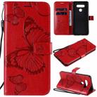 For LG K51 3D Butterfly Embossed Pattern Horizontal Flip Leather Case with Holder & Card Slot & Wallet & Lanyard(Red) - 1