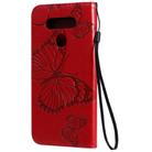 For LG K51 3D Butterfly Embossed Pattern Horizontal Flip Leather Case with Holder & Card Slot & Wallet & Lanyard(Red) - 2