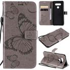 For LG K51 3D Butterfly Embossed Pattern Horizontal Flip Leather Case with Holder & Card Slot & Wallet & Lanyard(Grey) - 1