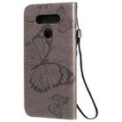 For LG K51 3D Butterfly Embossed Pattern Horizontal Flip Leather Case with Holder & Card Slot & Wallet & Lanyard(Grey) - 3