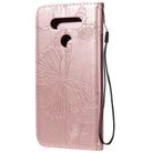 For LG K51 3D Butterfly Embossed Pattern Horizontal Flip Leather Case with Holder & Card Slot & Wallet & Lanyard(Rose Gold) - 3