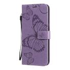 For LG K61 3D Butterfly Embossed Pattern Horizontal Flip Leather Case with Holder & Card Slot & Wallet & Lanyard(Purple) - 2