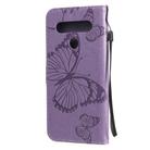 For LG K61 3D Butterfly Embossed Pattern Horizontal Flip Leather Case with Holder & Card Slot & Wallet & Lanyard(Purple) - 3