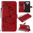 For LG K61 3D Butterfly Embossed Pattern Horizontal Flip Leather Case with Holder & Card Slot & Wallet & Lanyard(Red) - 1