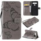 For LG K61 3D Butterfly Embossed Pattern Horizontal Flip Leather Case with Holder & Card Slot & Wallet & Lanyard(Grey) - 1