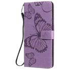 For LG Stylo 6 3D Butterfly Embossed Pattern Horizontal Flip Leather Case with Holder & Card Slot & Wallet & Lanyard(Purple) - 2