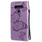 For LG Stylo 6 3D Butterfly Embossed Pattern Horizontal Flip Leather Case with Holder & Card Slot & Wallet & Lanyard(Purple) - 3