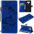 For LG Stylo 6 3D Butterfly Embossed Pattern Horizontal Flip Leather Case with Holder & Card Slot & Wallet & Lanyard(Blue) - 1