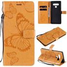 For LG Stylo 6 3D Butterfly Embossed Pattern Horizontal Flip Leather Case with Holder & Card Slot & Wallet & Lanyard(Yellow) - 1