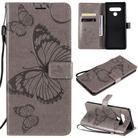 For LG Stylo 6 3D Butterfly Embossed Pattern Horizontal Flip Leather Case with Holder & Card Slot & Wallet & Lanyard(Grey) - 1