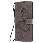 For LG Stylo 6 3D Butterfly Embossed Pattern Horizontal Flip Leather Case with Holder & Card Slot & Wallet & Lanyard(Grey) - 2