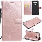 For LG Stylo 6 3D Butterfly Embossed Pattern Horizontal Flip Leather Case with Holder & Card Slot & Wallet & Lanyard(Rose Gold) - 1