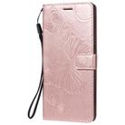 For LG Stylo 6 3D Butterfly Embossed Pattern Horizontal Flip Leather Case with Holder & Card Slot & Wallet & Lanyard(Rose Gold) - 1