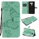 For LG K50S 3D Butterfly Embossed Pattern Horizontal Flip Leather Case with Holder & Card Slot & Wallet & Lanyard(Green) - 1