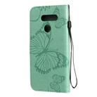 For LG K50S 3D Butterfly Embossed Pattern Horizontal Flip Leather Case with Holder & Card Slot & Wallet & Lanyard(Green) - 3