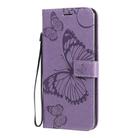 For LG K50S 3D Butterfly Embossed Pattern Horizontal Flip Leather Case with Holder & Card Slot & Wallet & Lanyard(Purple) - 2