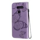 For LG K50S 3D Butterfly Embossed Pattern Horizontal Flip Leather Case with Holder & Card Slot & Wallet & Lanyard(Purple) - 3