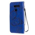 For LG K50S 3D Butterfly Embossed Pattern Horizontal Flip Leather Case with Holder & Card Slot & Wallet & Lanyard(Blue) - 3