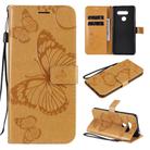 For LG K50S 3D Butterfly Embossed Pattern Horizontal Flip Leather Case with Holder & Card Slot & Wallet & Lanyard(Yellow) - 1