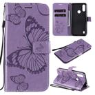 For Motorola Moto E6s (2020) 3D Butterfly Embossed Pattern Horizontal Flip Leather Case with Holder & Card Slot & Wallet & Lanyard(Purple) - 1