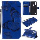 For Motorola Moto E6s (2020) 3D Butterfly Embossed Pattern Horizontal Flip Leather Case with Holder & Card Slot & Wallet & Lanyard(Blue) - 1