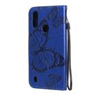 For Motorola Moto E6s (2020) 3D Butterfly Embossed Pattern Horizontal Flip Leather Case with Holder & Card Slot & Wallet & Lanyard(Blue) - 3