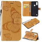 For Motorola Moto E6s (2020) 3D Butterfly Embossed Pattern Horizontal Flip Leather Case with Holder & Card Slot & Wallet & Lanyard(Yellow) - 1