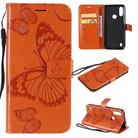 For Motorola Moto E6s (2020) 3D Butterfly Embossed Pattern Horizontal Flip Leather Case with Holder & Card Slot & Wallet & Lanyard(Orange) - 1