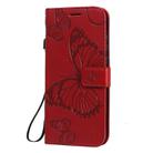 For Motorola Moto E6s (2020) 3D Butterfly Embossed Pattern Horizontal Flip Leather Case with Holder & Card Slot & Wallet & Lanyard(Red) - 2