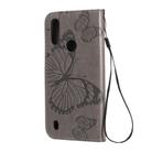 For Motorola Moto E6s (2020) 3D Butterfly Embossed Pattern Horizontal Flip Leather Case with Holder & Card Slot & Wallet & Lanyard(Grey) - 3