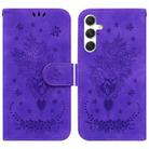 For Samsung Galaxy S25 5G Butterfly Rose Embossed Leather Phone Case(Purple) - 1