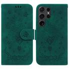 For Samsung Galaxy S25 Ultra 5G Butterfly Rose Embossed Leather Phone Case(Green) - 1
