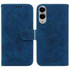 For Samsung Galaxy S25 Edge 5G Butterfly Rose Embossed Leather Phone Case(Blue) - 1