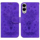 For Samsung Galaxy S25 Edge 5G Butterfly Rose Embossed Leather Phone Case(Purple) - 1