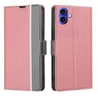 For iPhone 16 Twill Texture Side Button Leather Phone Case(Pink) - 1